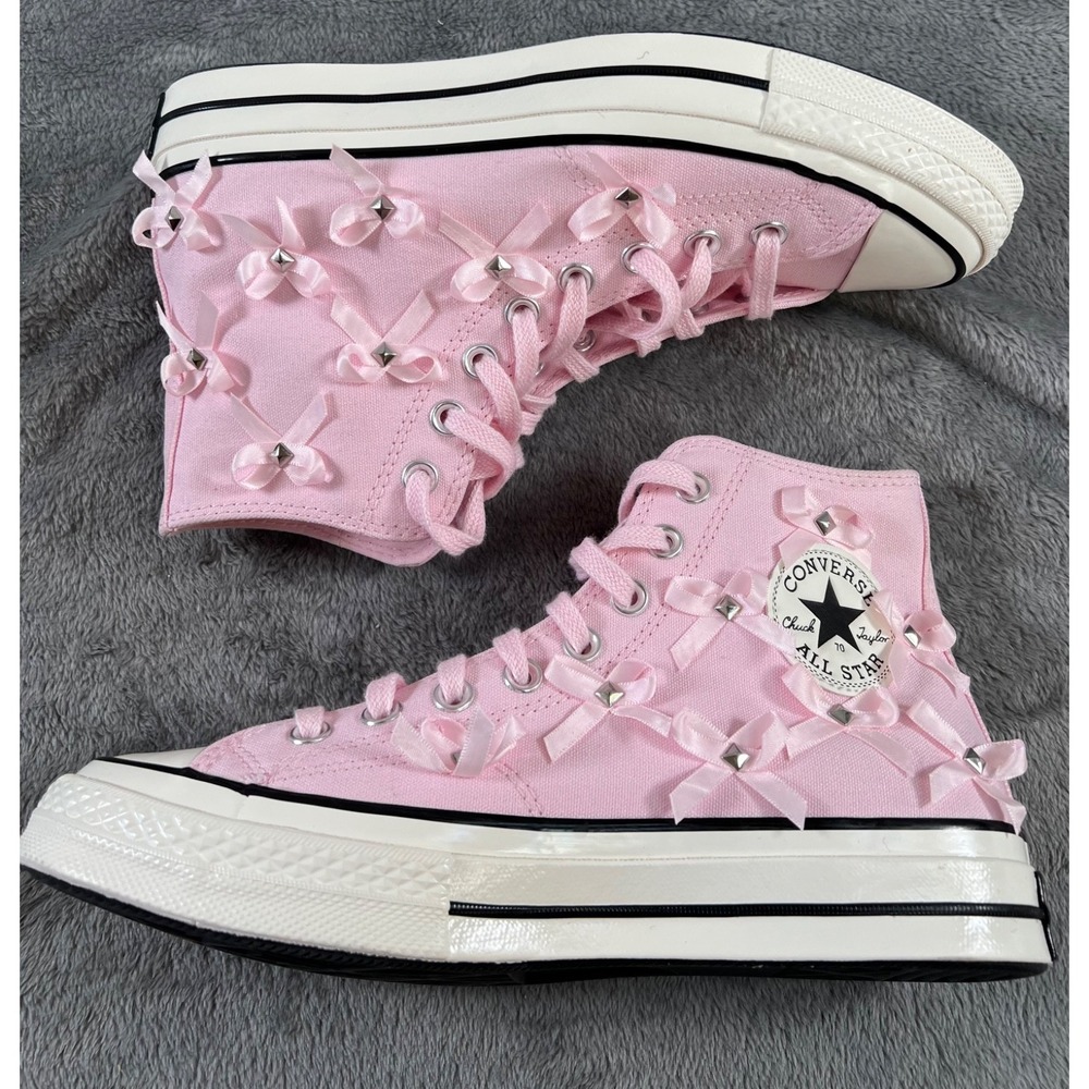 Converse Chuck 70 Hi Bow Studded Shoes Sneakers Womens 9 Pink A14444C